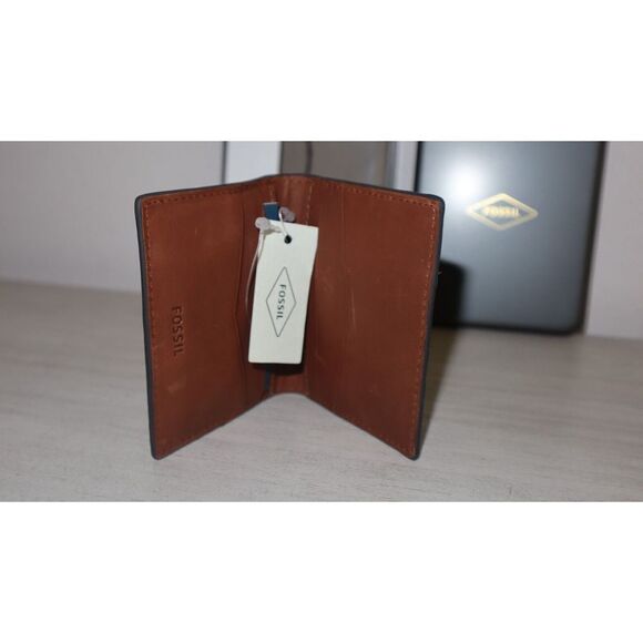Fossil Medium Brown Everett Bifold Leather Wallet w/Metal Case RFID Protection - Picture 6 of 8